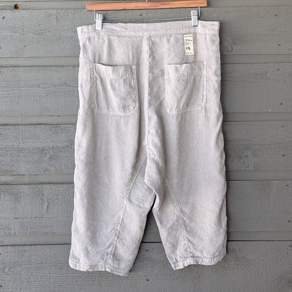 November 11 Taupe Khaki Linen Cupro Drop Crotch Bermuda Shorts Size Small - Picture 3 of 9